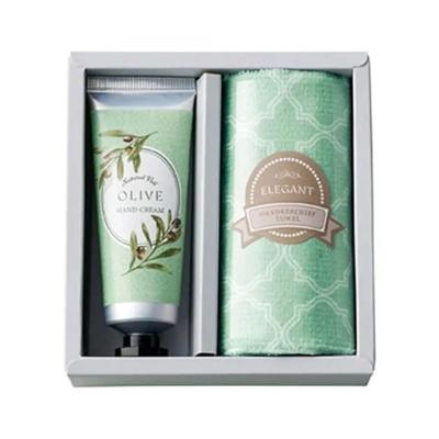 Handkerchief and Hand Cream Perfect As a Small Small Respect for the Aged or Thank You Gift [Set] Set, Olive, Gift, Present, Prize, Mother's Day, Day,