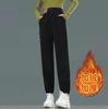 Casual sports sweatpants women's autumn and winter fleece thickened leggings high-waisted drawstring straight-leg pants for men and women