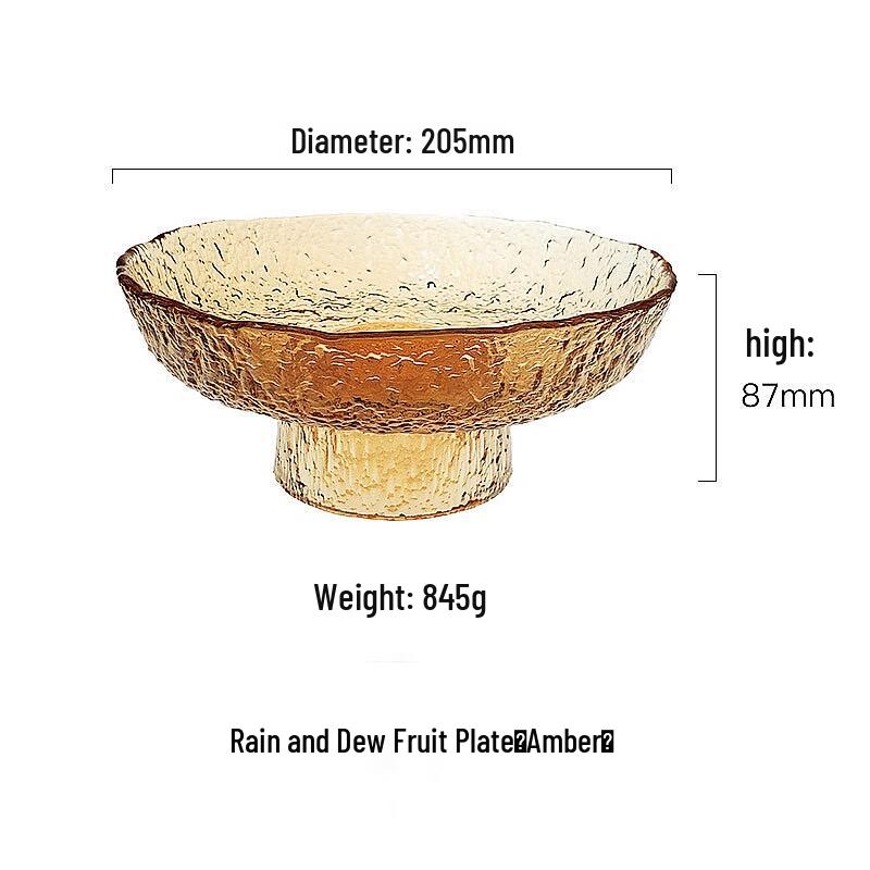 Youde Amber Hammered Glass Fruit Plate Set
