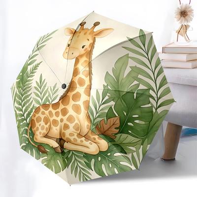 1PC Giraffe Plant Umbrella-8-Rib Reinforced Portable Folding Travel Suitable for All Seasons Outdoor Daily -Z0470