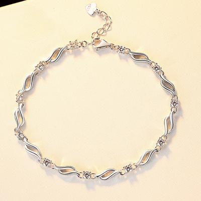 S925 Srebrna bransoletka w stylu koreańskim Moda Hollow Damska bransoletka z diamentami Biżuteria Prezent na Walentynki