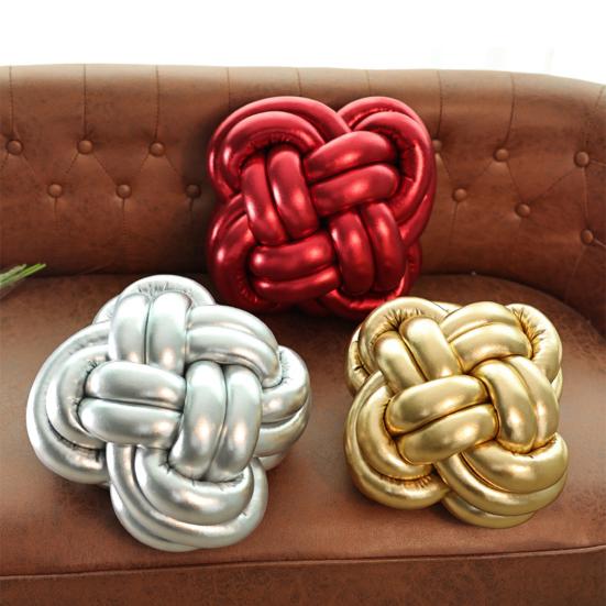 Woven Knotted Throw Pillow Solid Color Design High Elastic Friendly to Skin Chinese Knotting Office Sofa Bed Cushion Pillow Decor