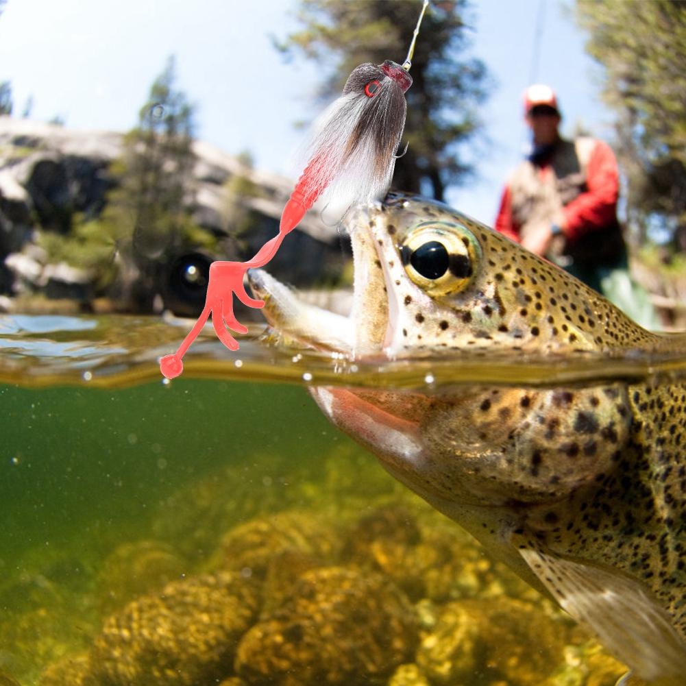 Simulation Mouse Shape Resin Fishing Lure Soft Bait Tackle with Dual Treble Hookwhite