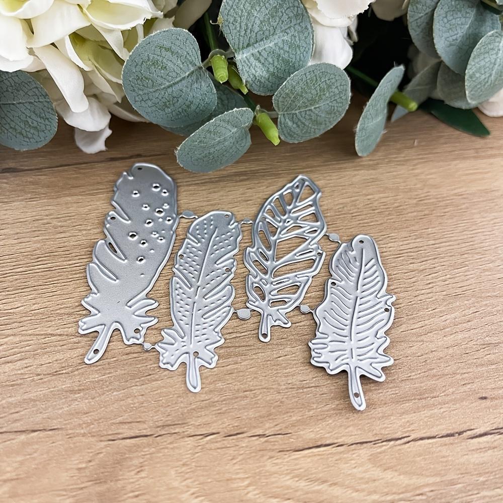 4 ცალი Feathers Metal Cutting Dies Stencils for DIY Scrapbooking დეკორატიული ჭედური წვრილმანი ქაღალდის ბარათებისთვის