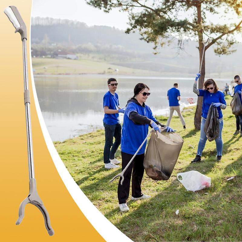 Trash Grabber Tool Portable Trash Nabber Multifunctional Stainless Steel Garbage Picker For Lawn Garden Foldable Trash Clip