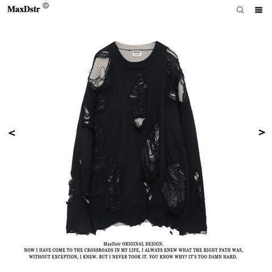 

Мужской европейско-американский трикотажный свитер в стиле хай-стрит: Вдохновленный субкультурой, Искусственный костюм-двойка с полым дизайном Large чёрный