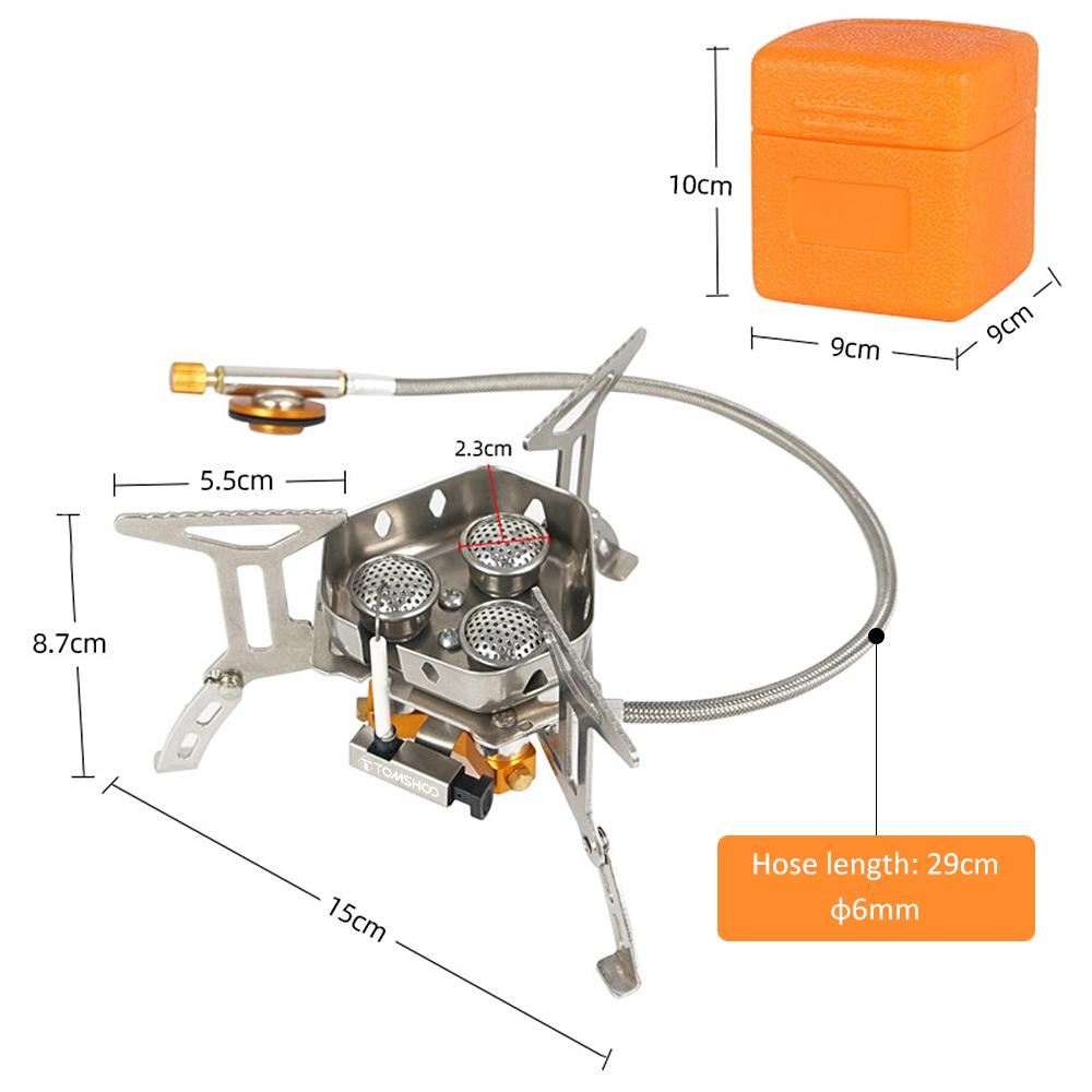 5800W Foldable Camping Gas Stove 3 Burners Piezo Ignition Lightweight Windproof Backpacking Stove Outdoor Cooking Stove