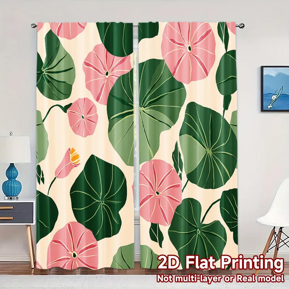 

Flat Printing Jit Curtains Without Rod Floral Curtain Bliss Popular Drapes Durable Polyester Art Set Of 2 Made W100*H70(CM)-Rod Pocket&2PCS