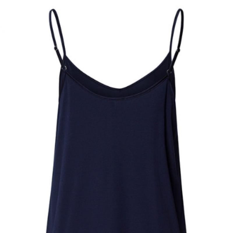 Hanro Cotton Silk Spaghetti Dress Deep Navy 74813 