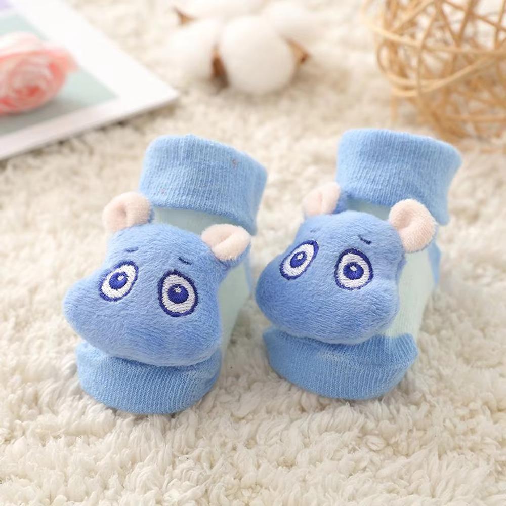 Baby Bodensocken Rutschfest 3D Cartoon Puppensocken mit Klangglöckchen für Neugeborene 6 bis 12M Säugling Baby Barfußschuhe Kinder Indoor Socken