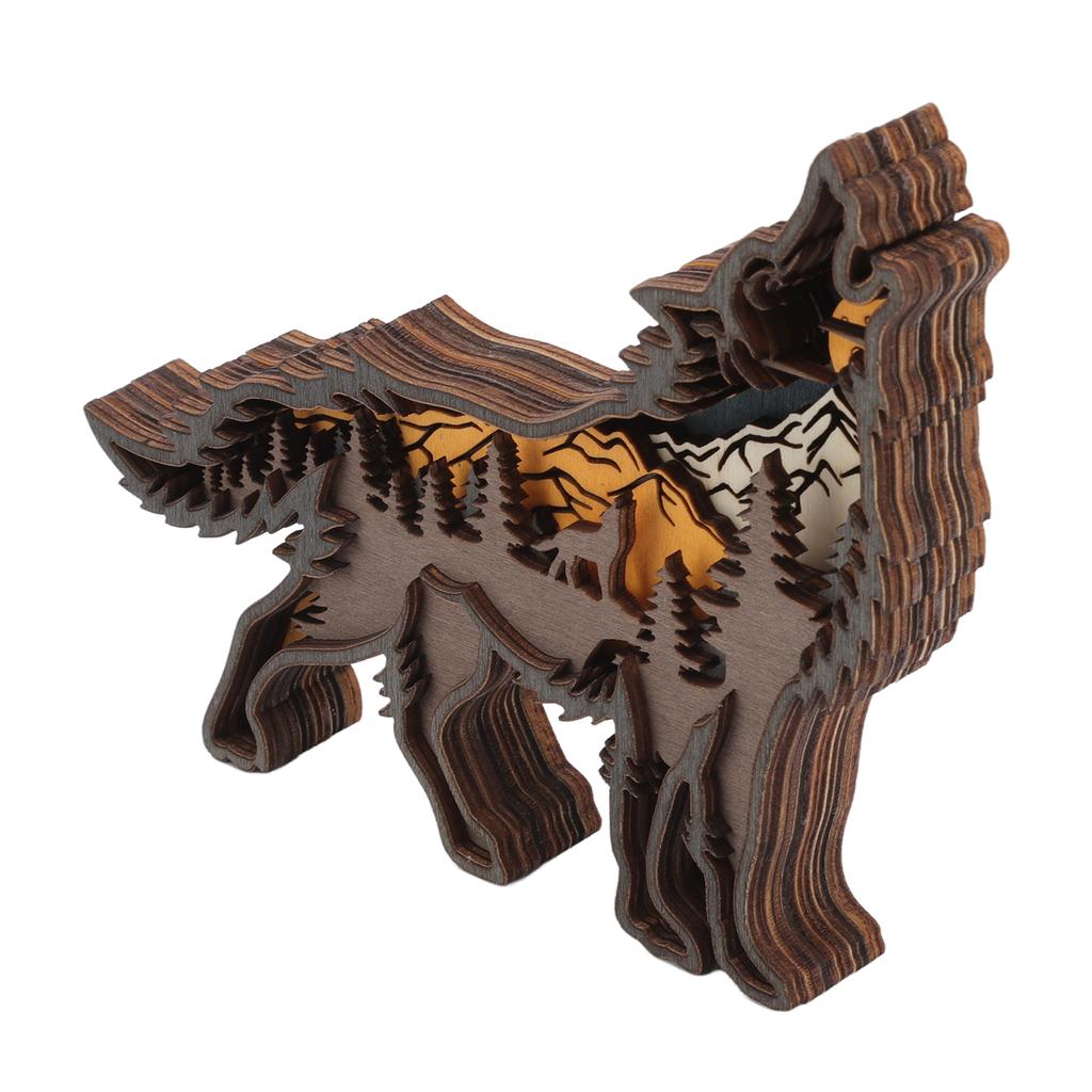Wolf Totem Statue Wolf Howling Mechanical Engraving Safe Durable Wood Widely Used Wooden Wolf