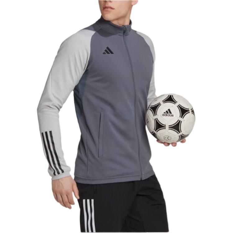 adidas Color Block High Neck Long Sleeve Jacket Men Jacket Gray HP1908