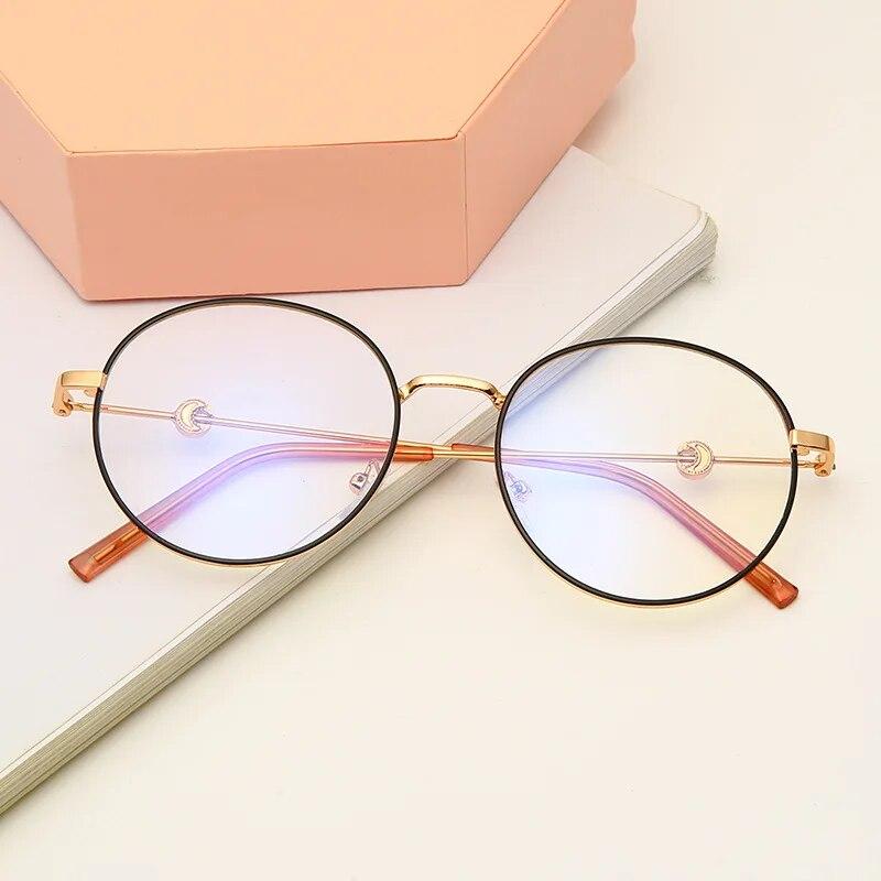Trends Office Anti Blue Light Oversized Glasses Computer Women Blue Blocking Gaming Big Size Moon Eyeglasses Alloy Frame