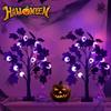 Halloween Eyeball Tree LED Light with Black Leaves Tabletop Ornament for Indoor Halloween Party Home Haunted House Spooky Festival Decor