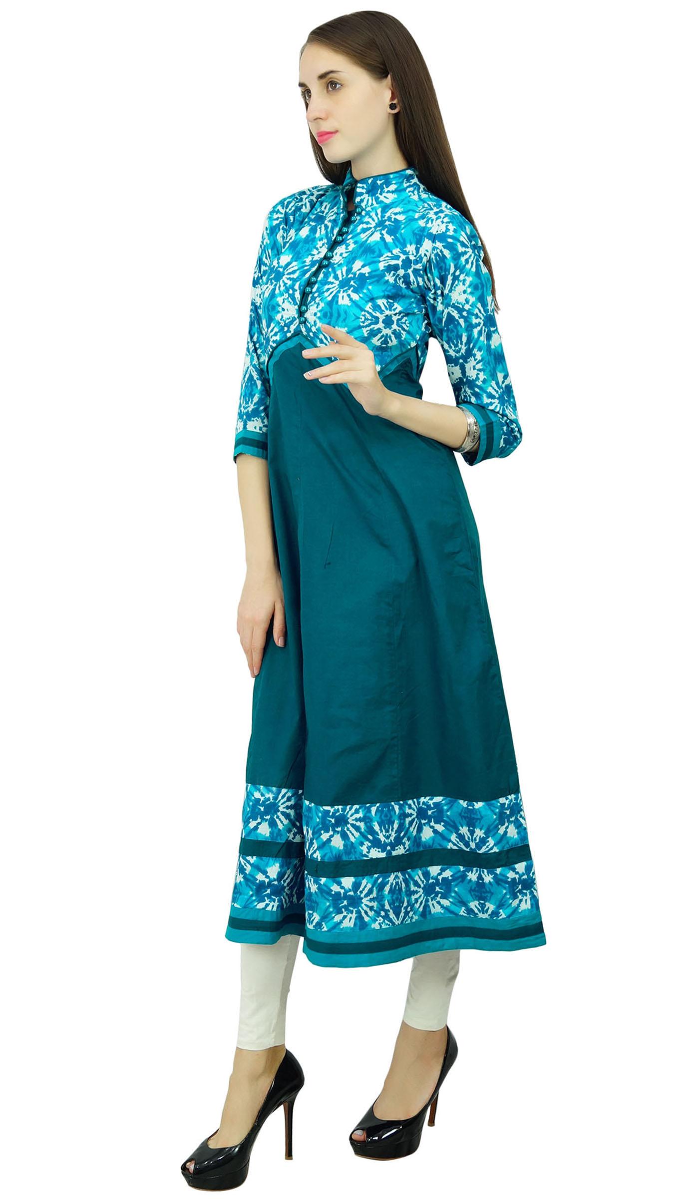 

Phagun Пофарбована краватка бавовняна блузка Anarkali Kurti Flai Kurta. Подарунок 8 синій