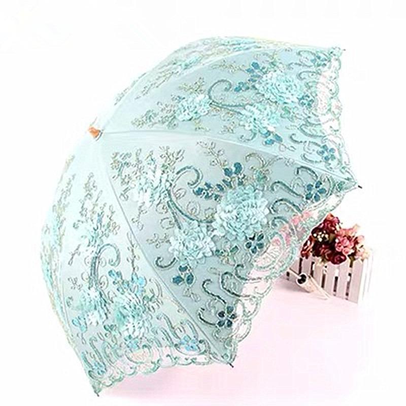 

Зонт от солнца женский, с защитой от ультрафиолета, кружевной зонтик с вышивкой, тройной зонтик с вышивкой, виниловый, принцесса, солнечный свет, дождь