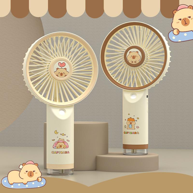Capybara Handheld Mist Fan With Usb Rechargeable Portable Cooling For Outdoor Use