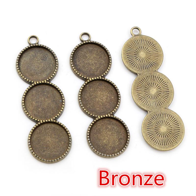 10pcs 12mm Inner Size Three Cameo Cabochon Blank Base Setting Pendant Bezel Trays DIY Necklace Pendant Jewelry Findings