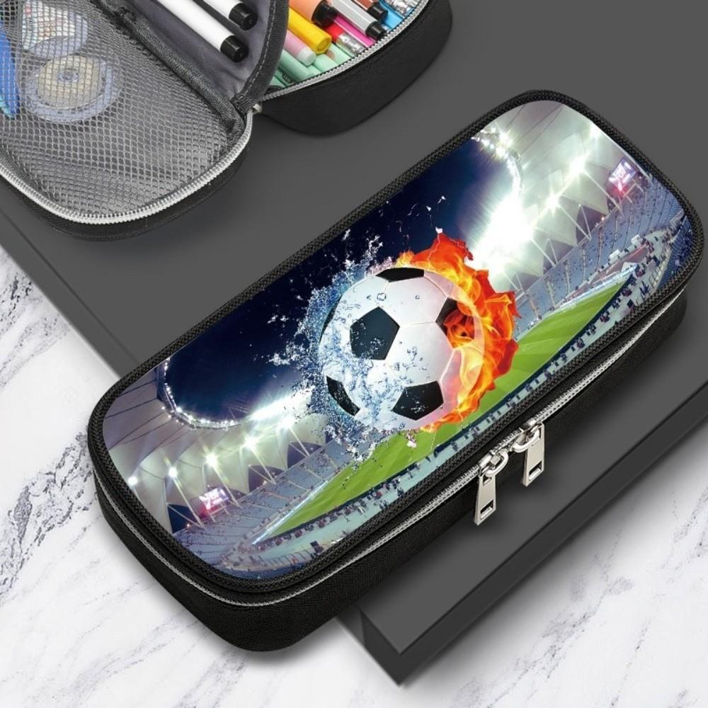 Soccer Pattern Soccer Pattern Pen Bag Polyester Multifunction Bag Durable Pencil Case  Kids