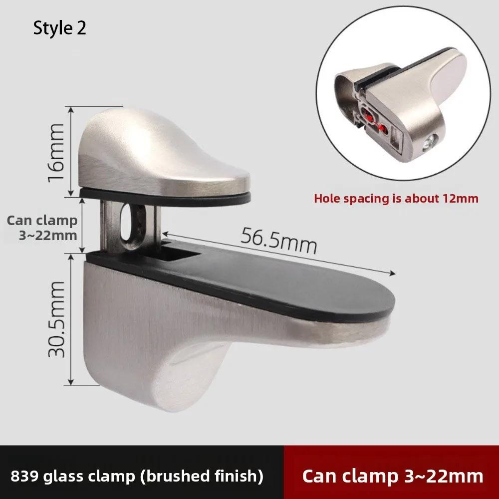

Zinc Alloy Metal Glass Clamps 1-22mm Thickness Adjustable Glass Shelf Brackets Anti-Slip Partition Board Holder DIY Installation 8 inch