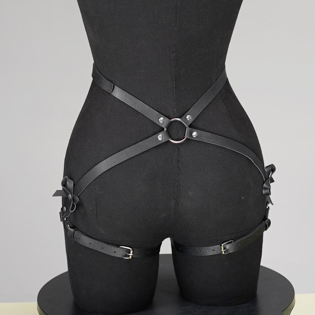 Women Sexy Thigh Garter Belt PU Leather Lingerie Bdms Bondage Lingerie Leg Harness Exotic Fetish Clothing Festival Rave Outfit