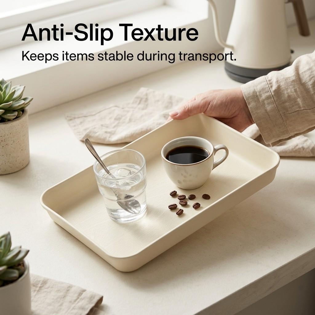 Non-Slip Serving Tray Stackable Food Plate Rectangular Serving Dishes Dishwasher Safe Tea Snack Fruit Trays Kitchen Tableware