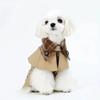 British Style Dog Coat Beige & Brown Plaid with Adjustable Straps Durable Polyester Pet Gentleman's Vest for Small Medium Dogs
