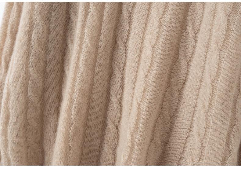 Women's Cashmere Cable Knit Sweater - New Lapel Style, Loose Fit, Autumn/Winter Versatile Top in Pink, Purple, and Light Blue.