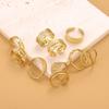 CARLIDANA Ins Geometric Rings Stainless Steel 18k Gold Plated Hollow Multi-Layer Chunky Cross Open Rings for Women Jewelry