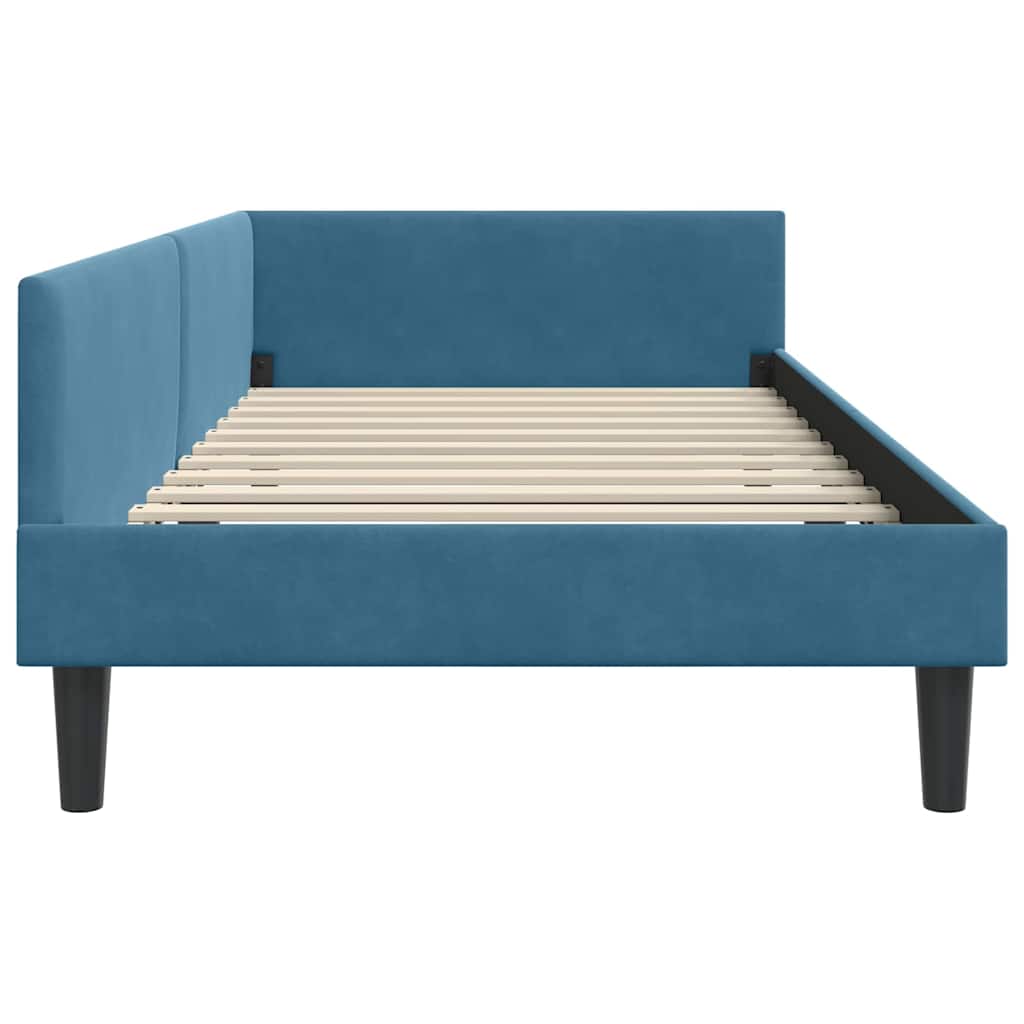 Corner Bed Frame with Headboard Blue 100 Cm X 200 Cm Velvet
