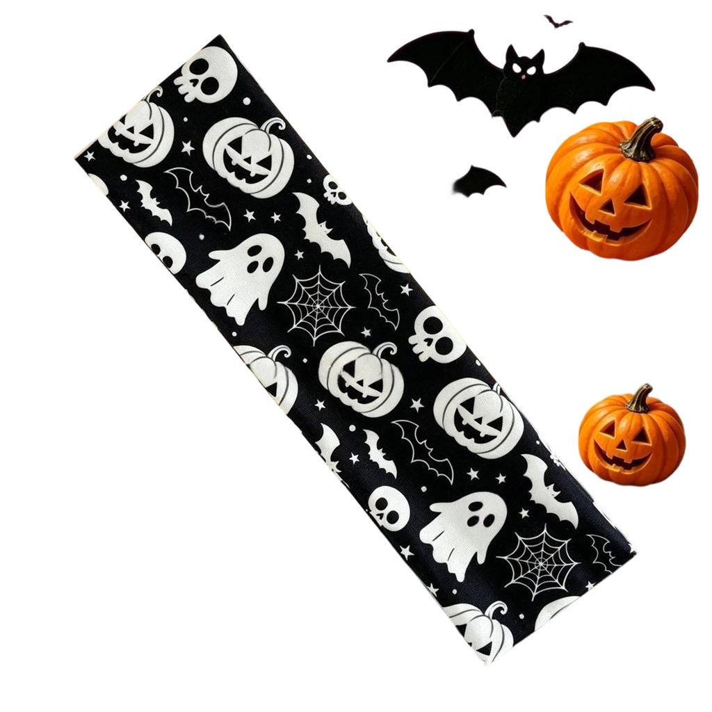 Halloween Themed Headband for Women Stretchy Party Headwear Ghost Pumpkin Spider Web Bat Print Fashion Hair Accessory