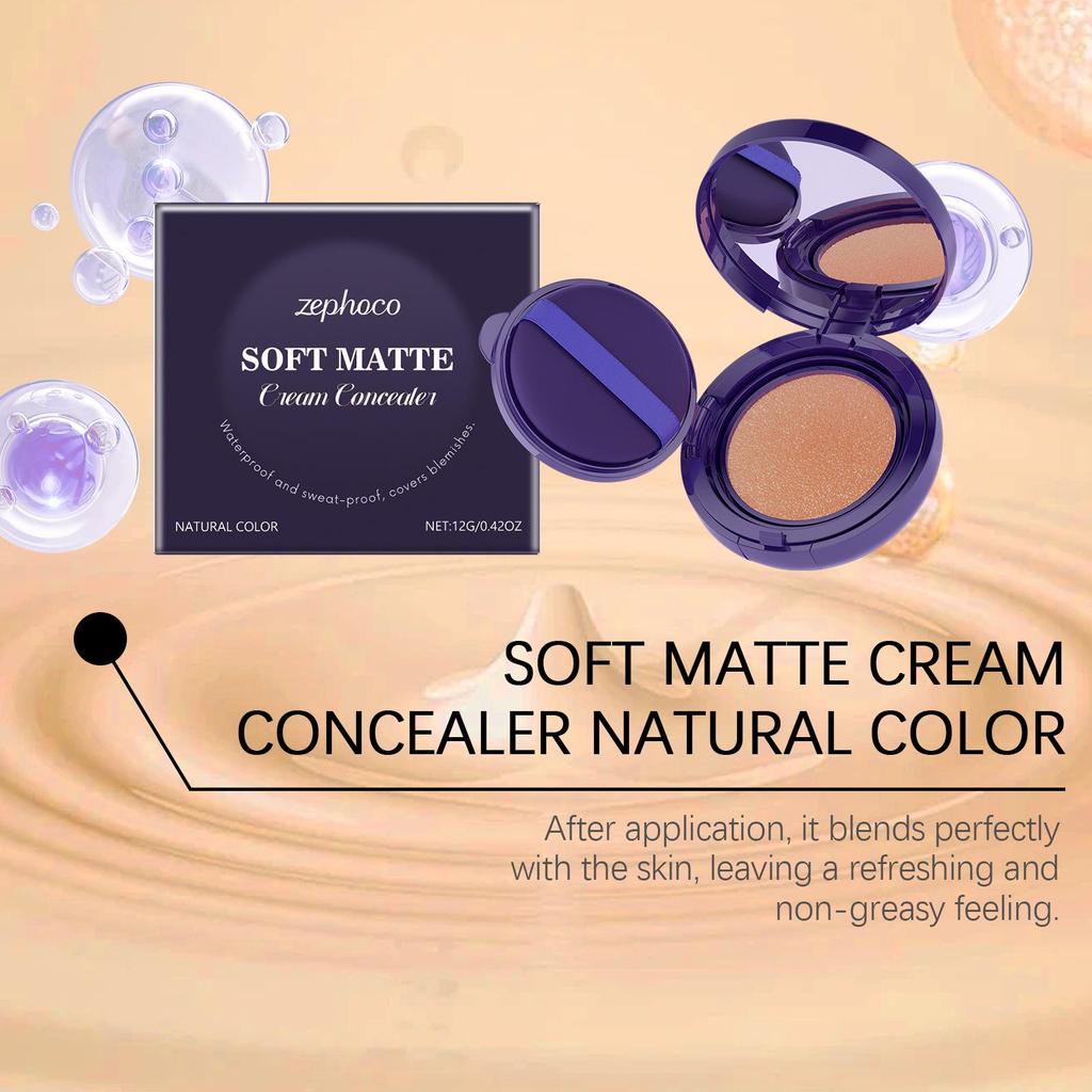 Zephoco Hydrating Cushion Foundation (Natural) - Moisture-lock, Long-lasting, Even Skin Tone, Clear Natural Finish.