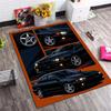 Black JDM Coupe Comic Panel Print Area Rug Non‑Slip Rectangular Floor Mat Drift Auto Decor for Gaming Bedroom Living Room