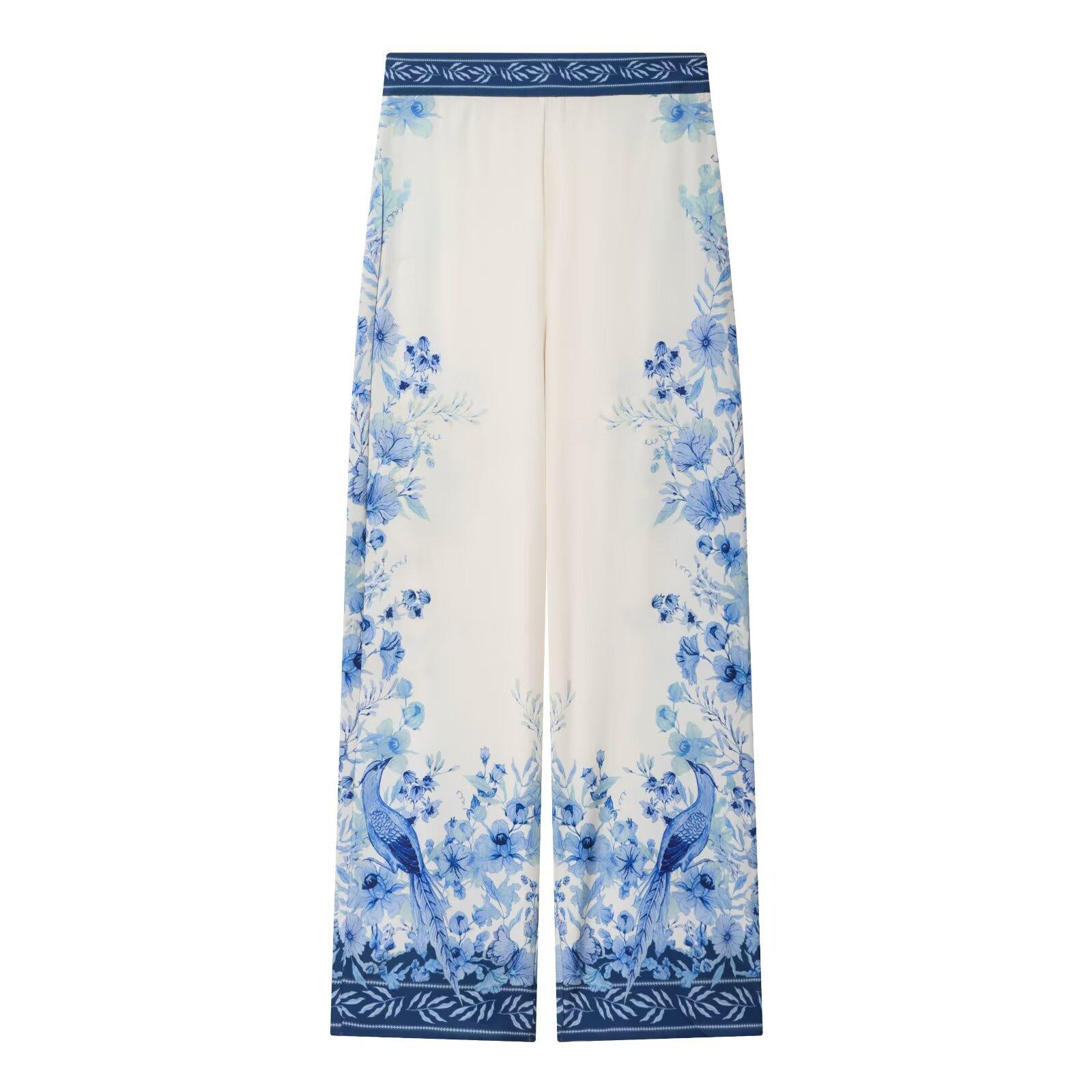 European and American style, new women s clothing, foreign style printed Lyocell shirt printed Lyocell trousers XS