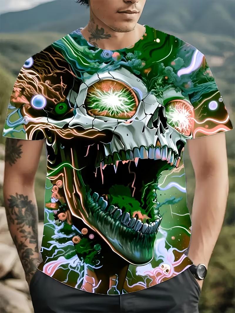 

Men s Retro 3D Graphic Print T-Shirt - Perfect for Daily Wear and Vacation XL