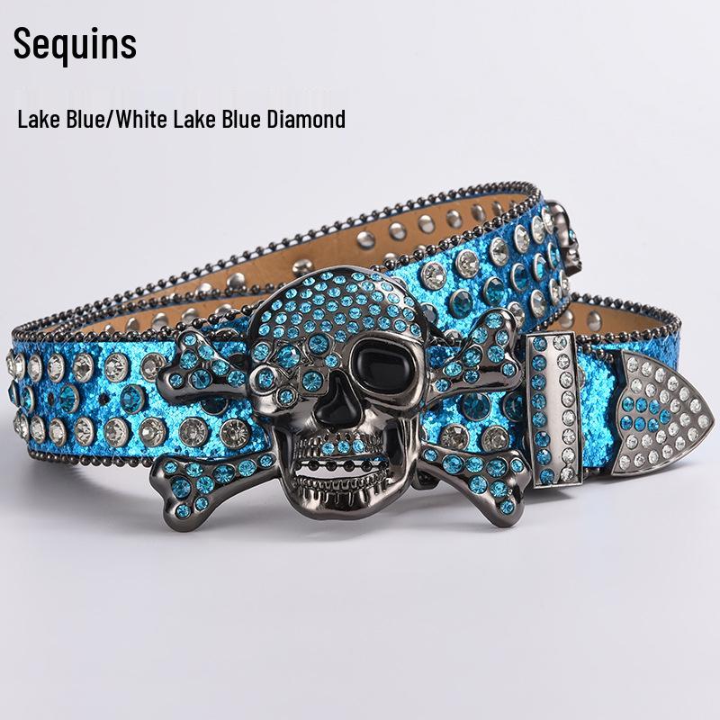 Cataramă de Curea Hip Hop cu Strasuri în Formă de Craniu - Stil Punk European și American