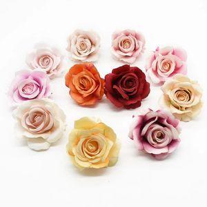 Cheap Pink Artificial Flowers Crafts Wreath Headgear for Home Decor Wedding Accessories Outdoor Garden Diy Scrapbook Silk Roses