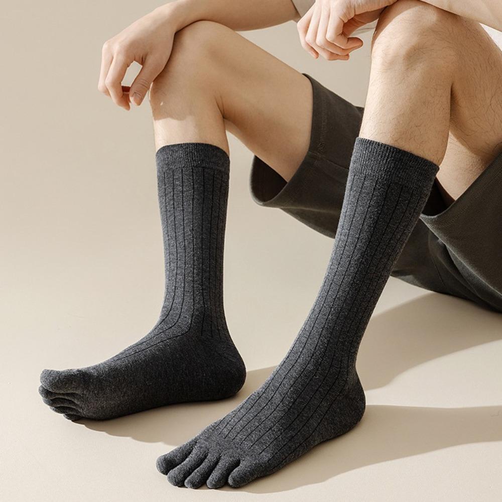 

2 пары хлопковых носков с пятью пальцами, носки с раздвоенным носком, модные носки средней длины для мужчин, для бега 2 Pairs белый