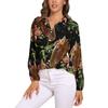 Camicia Colorata con Cavalli a Manica Lunga Camicie da Donna Cavalli Segreti Corse Camicie Vintage Top da Strada Femminili Primavera Estate