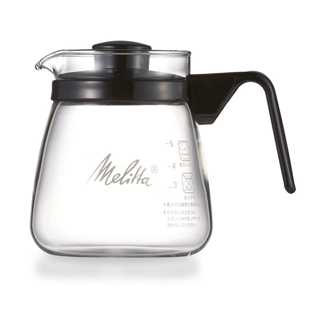 Melitta Coffee Server Glass Heat Resistant Microwave Safe 750ml 6 Cup Glass Pot MJG-750S Black