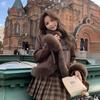Autumn and Winter Maillard New Imitation Fox Fur Coat Women's Short Locomotive Jacket Imitation Suede Fur