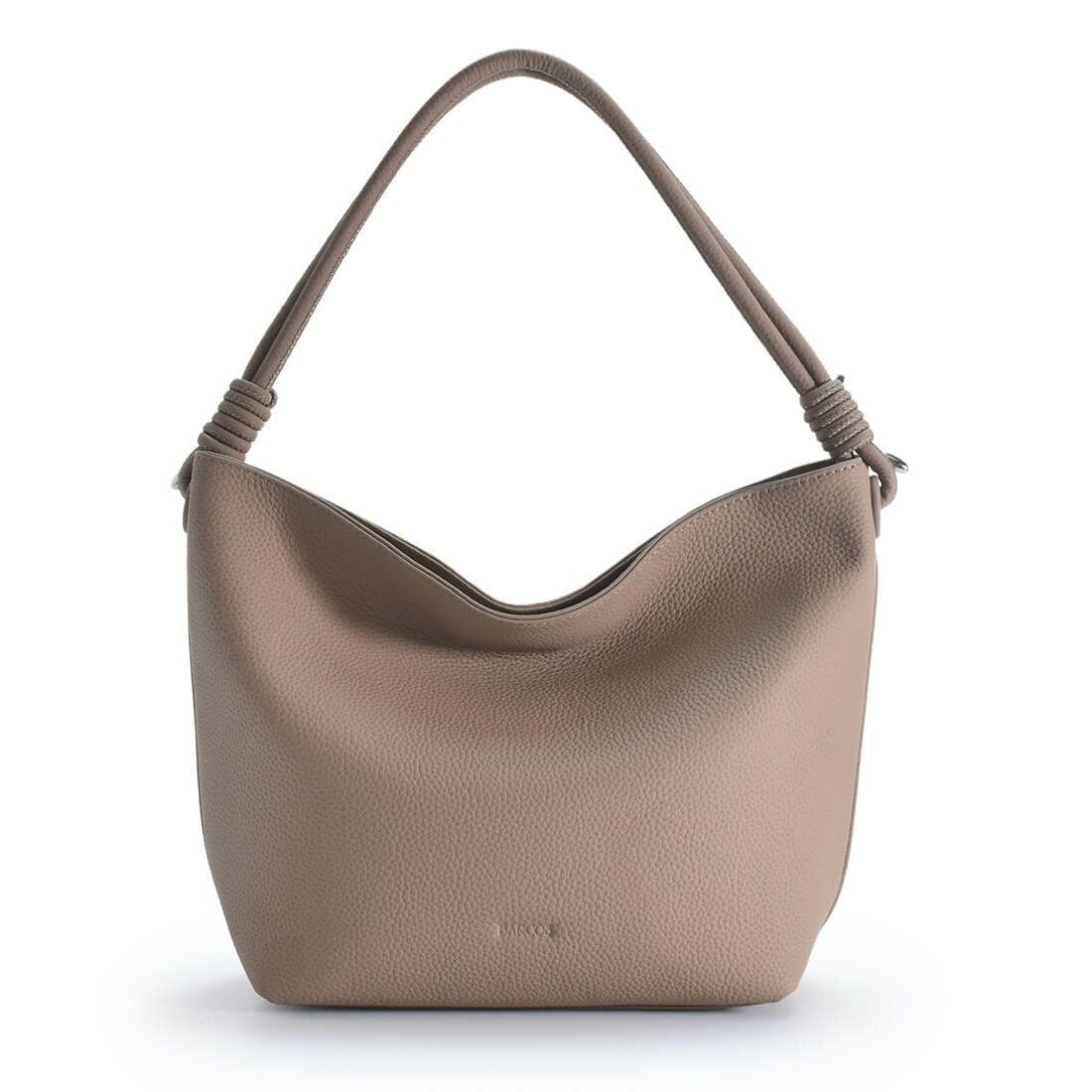 

Genuine Leather Soft Shrink Leather Handle Design Hobo Bag for ONE Taupe [Barcos] Women, SIZE,