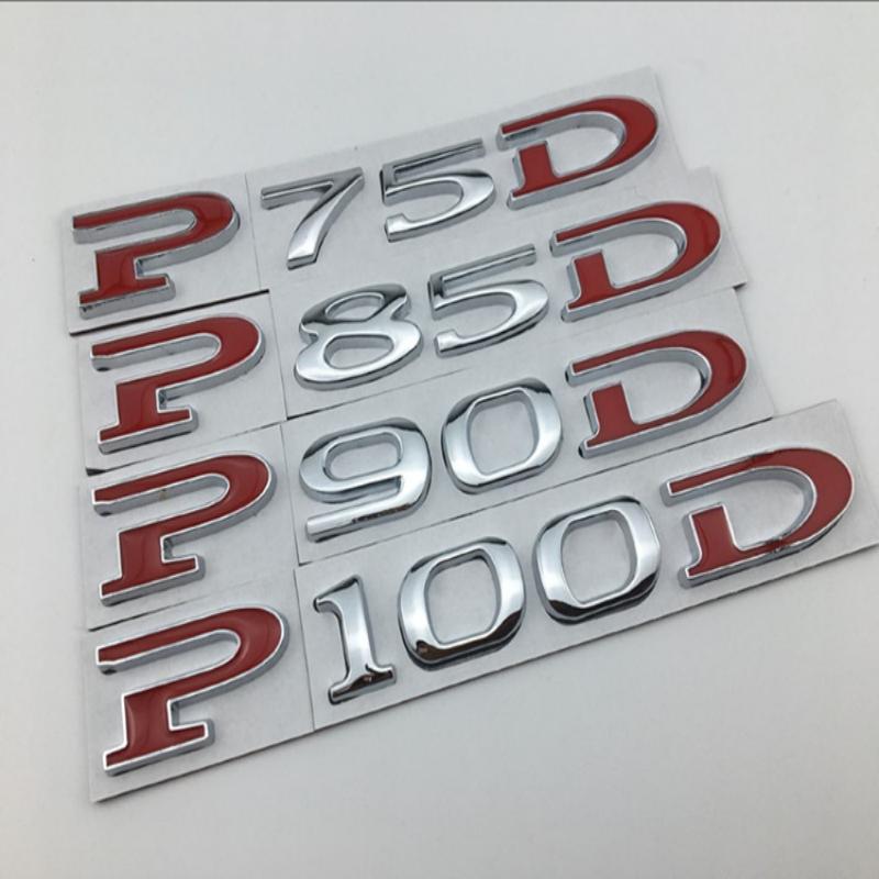 P75D P85D P90D P100D Underline metal Letters Emblem for Tes la Mo del 3 Mo del X Mo del S Car Styling Trunk Badge Sticker