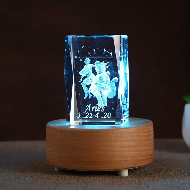 Home Decoration 3D Interior Carving 12 Constellation Crystal Glass Ornaments Birthday Gift Gift Music Box Gift for Girlfriend