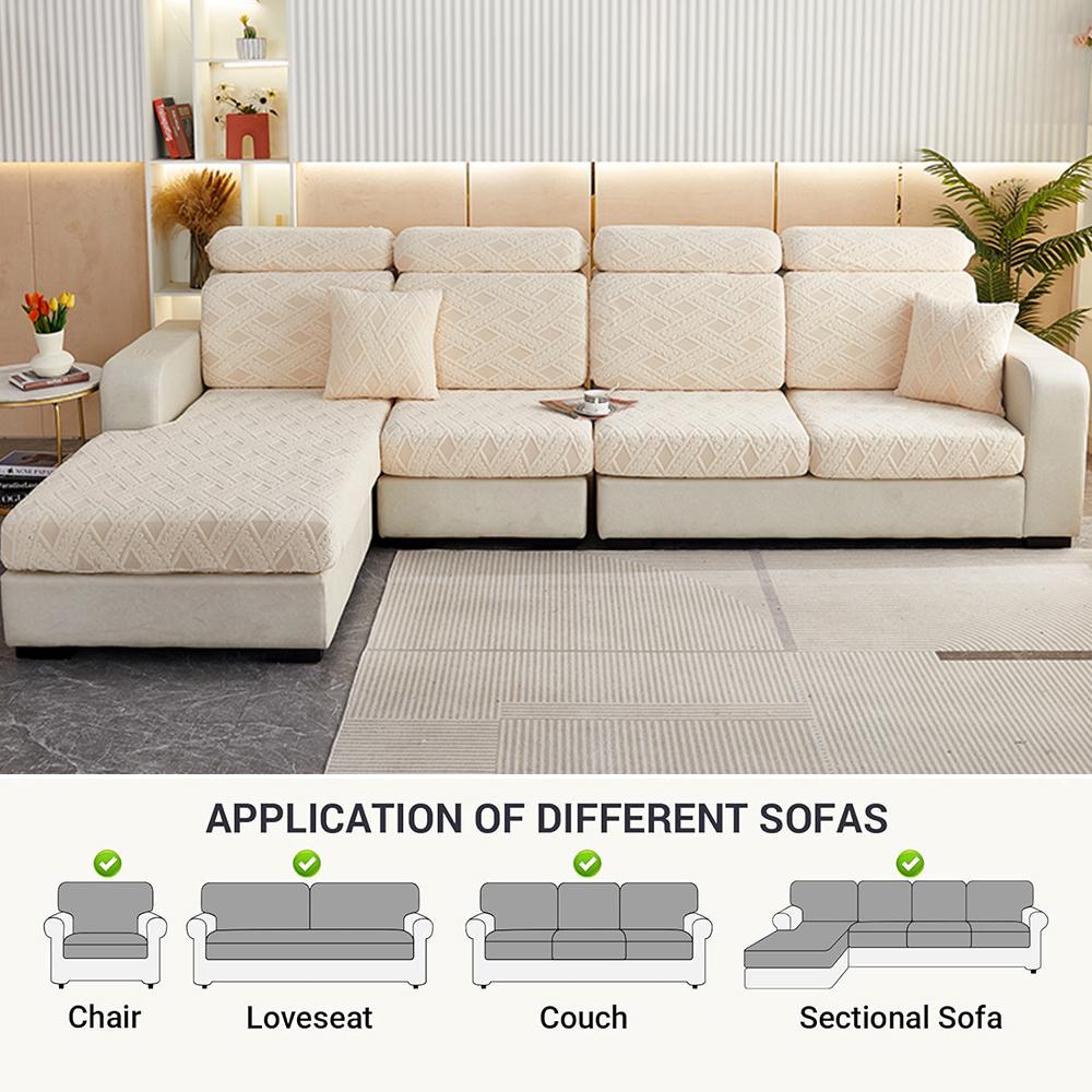 Jacquard Stretch Sofa Seat Cover Living Solid Color Sofa Cushion Cover Washable Spandex Furniture Protector L-Shaped Sofa Cover