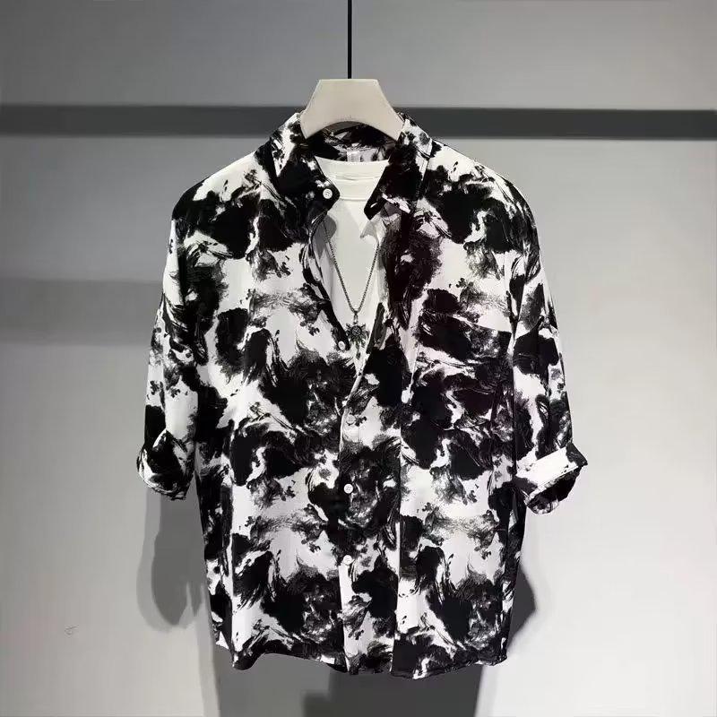 Trendy Men's Floral Beach Shirt with Half Sleeves