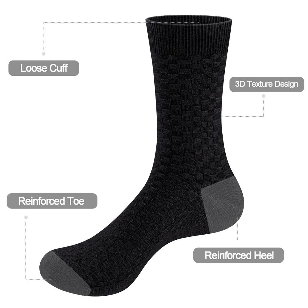 Business Formal Suit Calf High Quality Suitable for Set of 5 [YUEDGE] Men's Socks, Socks, Breathable, Non-Sweaty, Grey, Cotton, Men, 23-25cm,