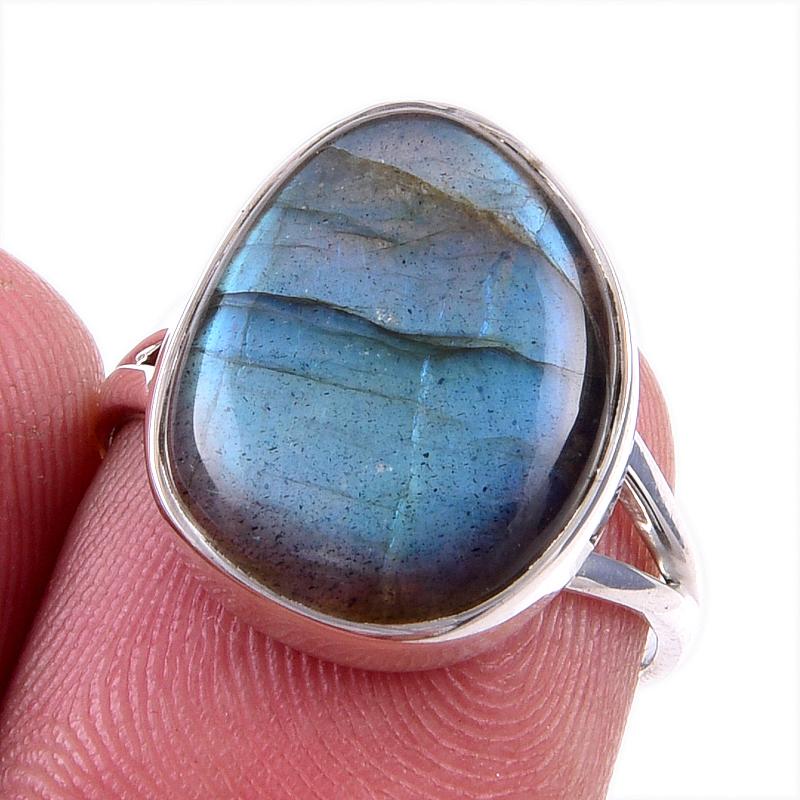 

Natural Labradorite Gemstone 925 Solid Sterling Silver Jewelry Ring Size 6 N7c49
