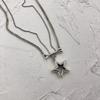 Dainty Star Pendant Necklace for Women Y2k Simple Bead Chain Necklace Double Layered Clavicle Chain Valentines Day