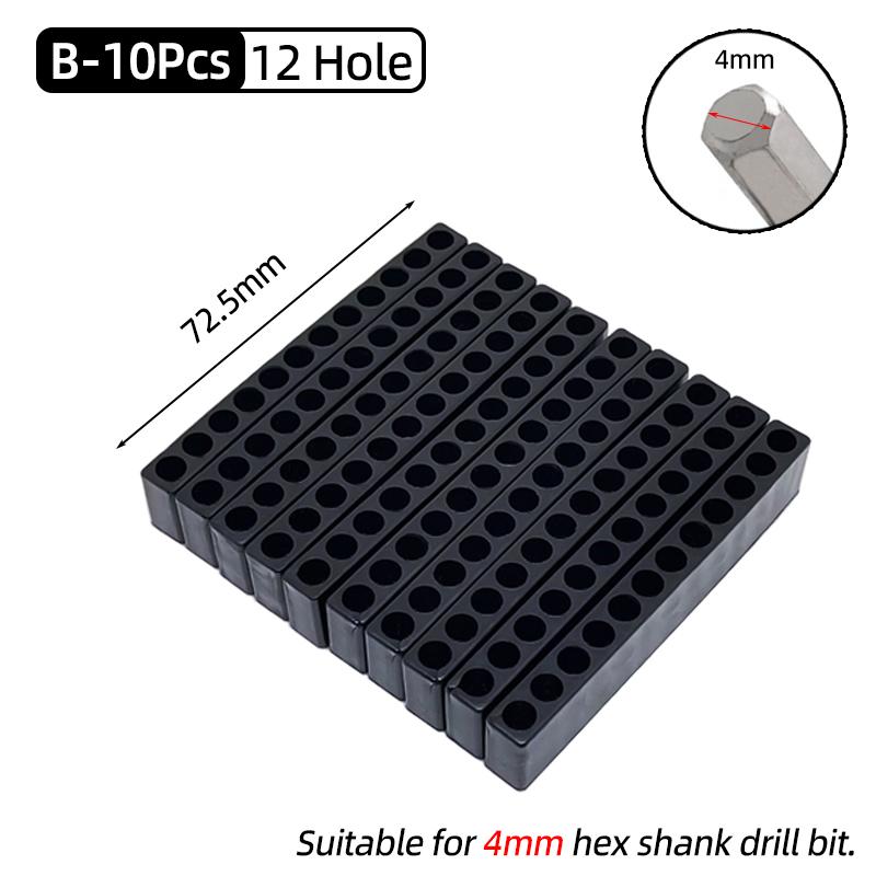 10Pcs Set 6/8/10/12/15 Holes 6.35mm/4mm Hex Shank Screwdriver Bit Holder Plastic Drill Bit Head Storage Hand Tools Accessories